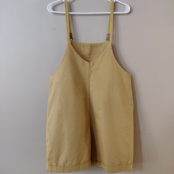 🌠2/$35🌠 NWOT Yellow Overall Romper Shorts - Picture 1 of 7